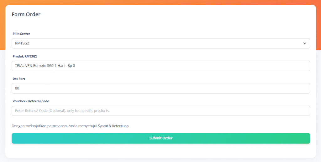 Order VPN Remote Perwira Media