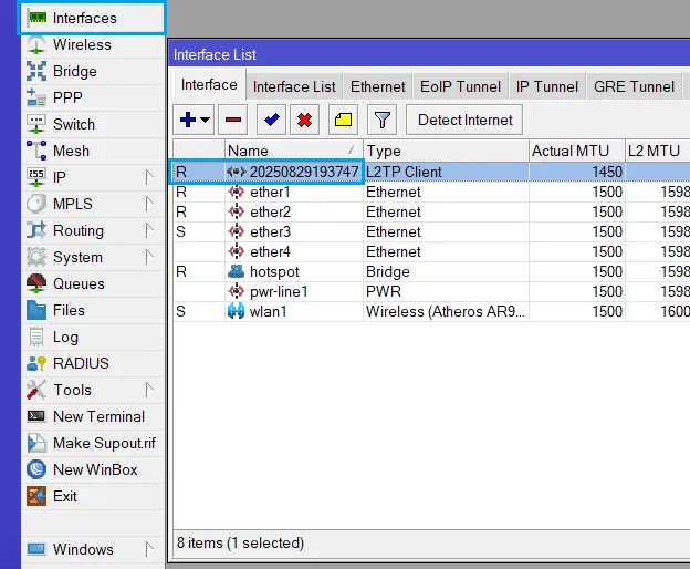 Cek Status Koneksi VPN Auto Isolir di Interface MikroTik