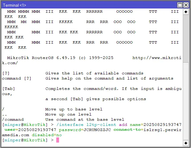 CLI MikroTik Setup VPN Auto Isolir