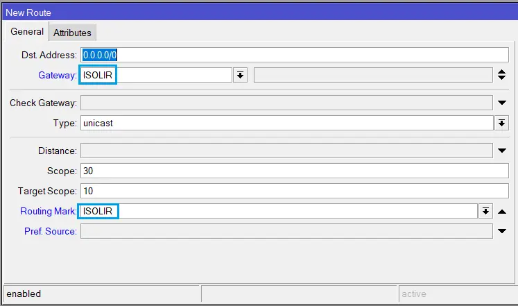 Konfigurasi Default Route 0.0.0.0/0 di MikroTik Menggunakan Gateway ISOLIR