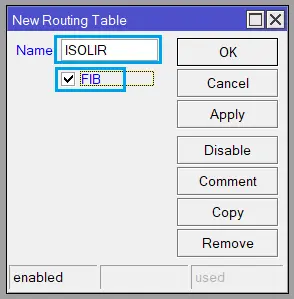 Konfigurasi Routing Table ISOLIR Pada Router MikroTik dengan Opsi FIB Dicentang