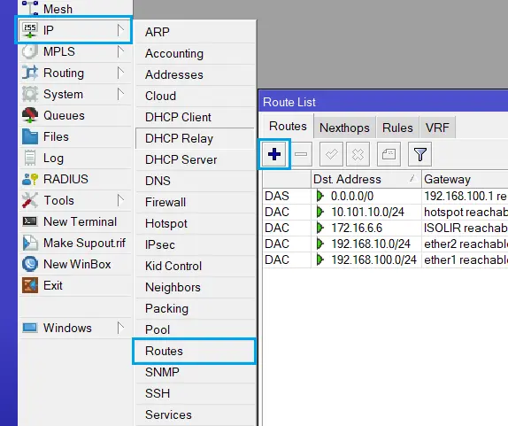 Menambahkan Route List di Winbox MikroTik