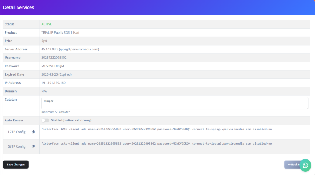 Detail Service VPN PerwiraMedia