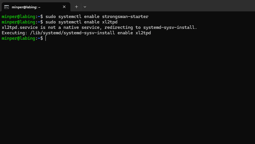 Enable Service Strongswan & xl2tpd