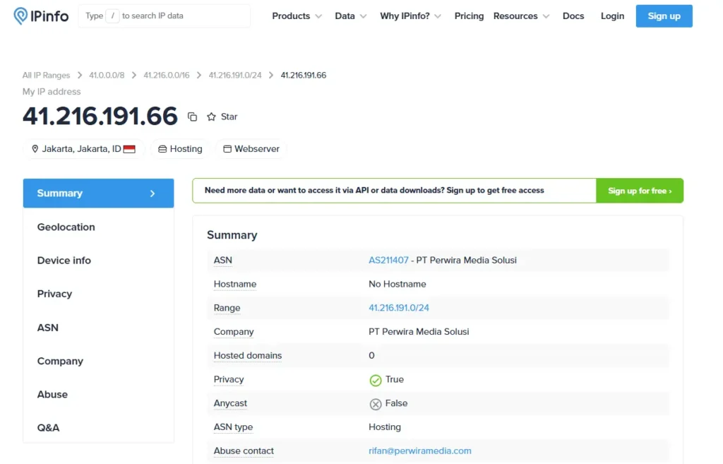 IPInfo Detail IP Public