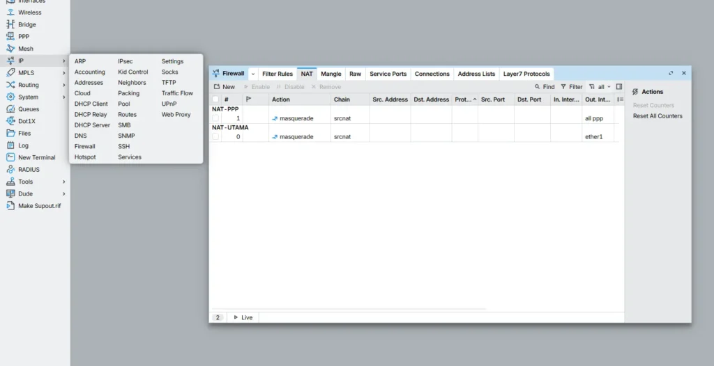 Membuat firewall NAT untuk VPN client di MikroTik CHR